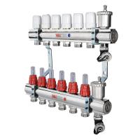Коллекторная группа Valtec со встр. расх. в сборе, 1"х3 вых. Евроконус 3/4"