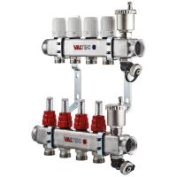 Коллекторная группа Valtec НЕРЖ со встр. расх. в сборе, 1"х11 вых. Евроконус 3/4"