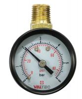 Манометр Valtec VT.TM40 Ду 40 с верхним подключением , 1/4", 0-6 бар (для редуктора давления)