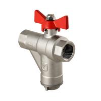 Кран шаровый Valtec 3/4" ВН-ВН со встроенным прямым фильтром, рукоятка бабочка