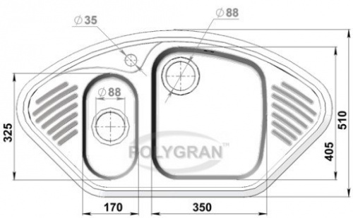 Кухонная мойка Polygran F-14 хлопок, 96х40,5х19