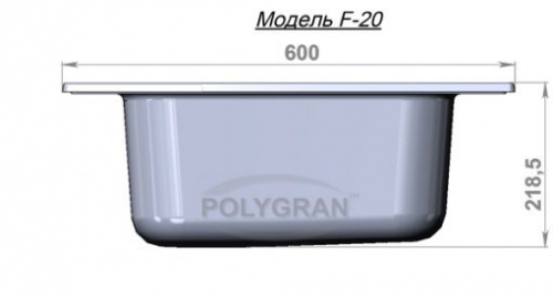 Кухонная мойка Polygran F-20 серый, 60х50х20,5