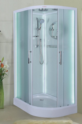 Душевая кабина Esbano ES-L115CR (LEFT) с LED освещением, полукруглая 115x85, левая