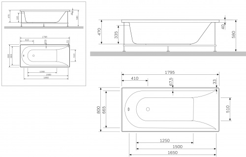 W5AA-180-080W-P64 Inspire панель фронтальная для ванны Inspire A0, 180х80 см, шт