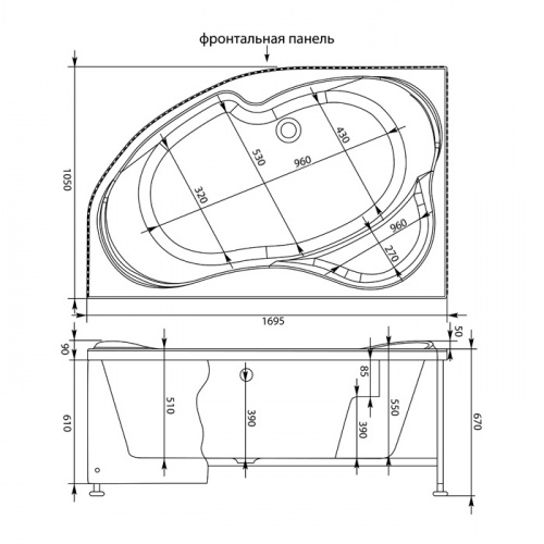 Фронтальная панель для ванны Aquanet Allento 170 L/R