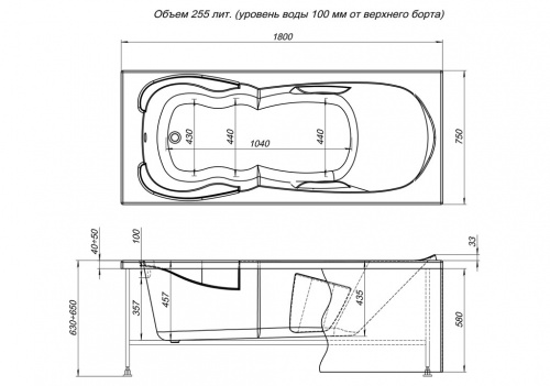 Акриловая ванна Aquanet Viola 180x75