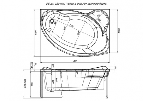 Акриловая ванна Aquanet Jamaica 160x100 R