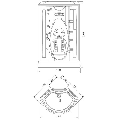 Душевая кабина Aquanet Taiti 110x110 с г/м, с паром, прозрачное стекло