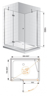 Душевой угол Cezares VERONA-AH-1-100/90-P-Cr-L 100x90x195