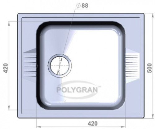 Кухонная мойка Polygran F-20 серый, 60х50х20,5