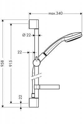 Душевой гарнитур Hansgrohe Croma 100 Mono 90 см. 27724000, хром