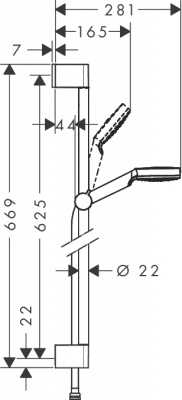 Душевой гарнитур Hansgrohe Crometta 1jet 65 см. 26533400, белый/хром