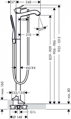 Напольный смеситель Hansgrohe Metropol 31445090, хром