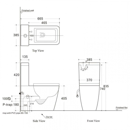 Чаша унитаза Aquanet Rimless Tavr-C1 BL-103N-TPT