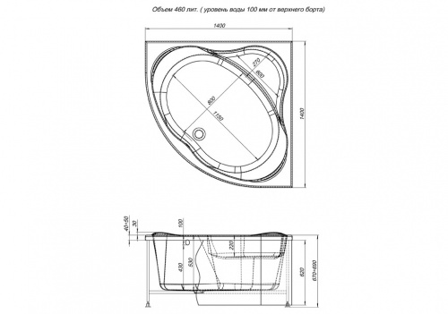 Акриловая ванна Aquanet Palau 140x140