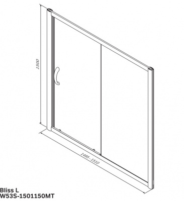 W53S-1501150MT BLISS L Шторка на борт ванны 150x150,с одной дверью,профиль мат. хром, стекло прозрач
