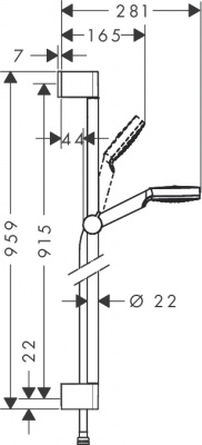 Душевой гарнитур Hansgrohe Crometta 1jet 90 см. 26537400, белый/хром
