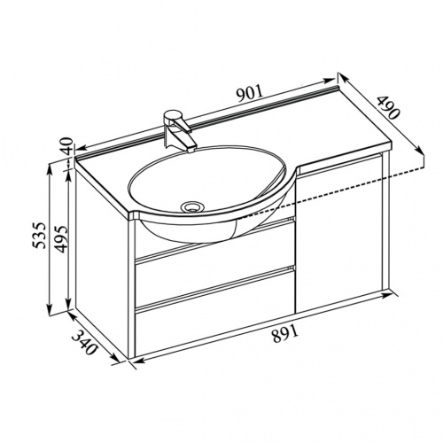 Тумба Aquanet Лайн 90 L белый