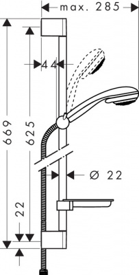 Душевой гарнитур Hansgrohe Crometta 85 Vario 65 см. 27764000, хром