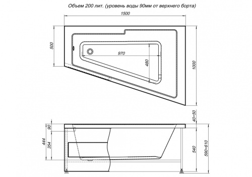 Акриловая ванна Aquanet Accord 150x100 R