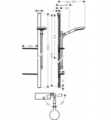 Душевой гарнитур Hansgrohe Raindence Select S 120/Unica' E 150 см. 27647400, белый/хром
