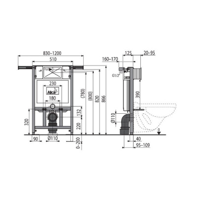 Инсталляция для унитаза AlcaPlast Jadroмodul A102/850