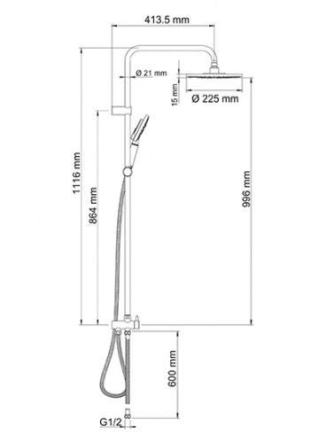 A039 Душевой комплект, 112х52,6 см