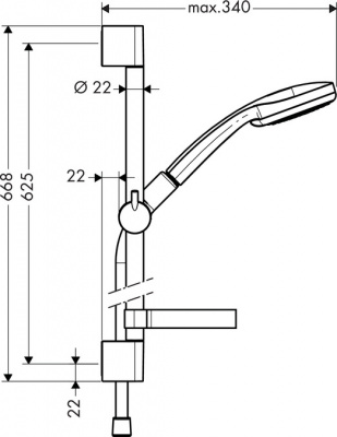 Душевой гарнитур Hansgrohe Croma 100 Mono 65 см. 27717000, хром