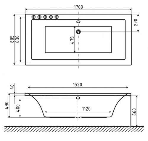 Акриловая ванна Excellent Pryzmat Lux 170х80