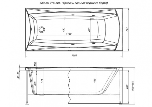 Акриловая ванна Aquanet Cariba 170x75