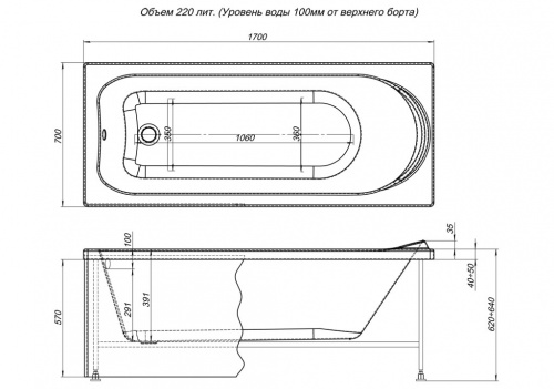 Акриловая ванна Aquanet Nord 170x70