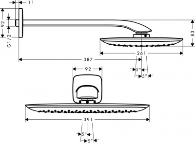 Верхний душ Hansgrohe PuraVida 400 1jet с держателем 27437400. белый/хром