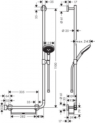 Душевой гарнитур Hansgrohe Raindance Select 120 3jet 110 см., 26326000, хром