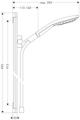 Душевой гарнитур Hansgrohe Raindance Select E 150 3jet 90 см. 26626400, белый/хром
