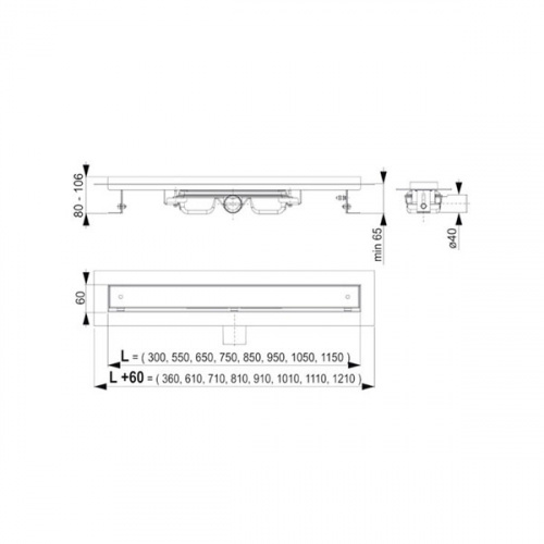 Душевой лоток AlcaPlast Low APZ101-550 с горизонтальным стоком