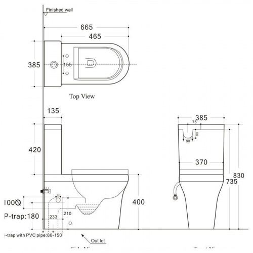 Бачок для унитаза Aquanet Nova-C2 BL-101N-TPT-A