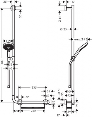 Душевой гарнитур Hansgrohe Raindance Select 120 3jet EcoSmart 110 см., 26325400, белый/хром