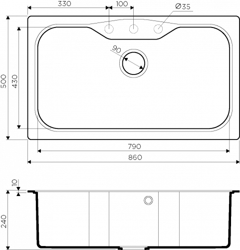 Кухонная мойка Omoikiri Maru 86-BL  Tetogranit/черный