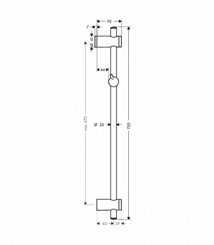 Штанга для душа Hansgrohe Unica Reno 0,72 м 27704000, хром