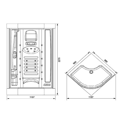 Душевая кабина Aquanet Fiji 95x95 с г/м, без пара, прозрачное стекло