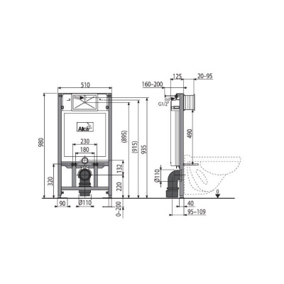 Инсталляция для унитаза AlcaPlast Sadromodul A101/1000
