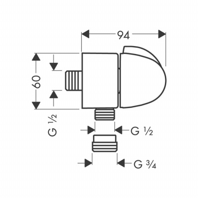 Шланговое подключение Hansgrohe Fixfit Stop 27452000, хром