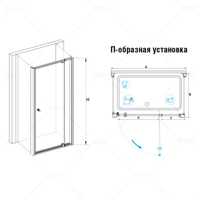 Душевой угол прямоугольный RGW PA-44 115х90х185 (113-130)х90х185 прозрачное 04084419-11