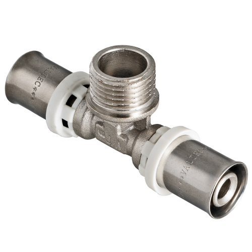 Тройник пресс Valtec с переходом на нар. р. 20х3/4"х20 НР
