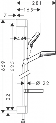 Душевой гарнитур Hansgrohe Crometta Vario 65 см. 26553400, белый/хром