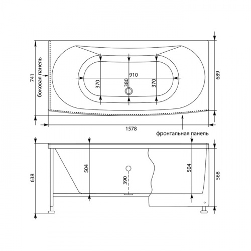 Фронтальная панель для ванны Aquanet Izabella 160