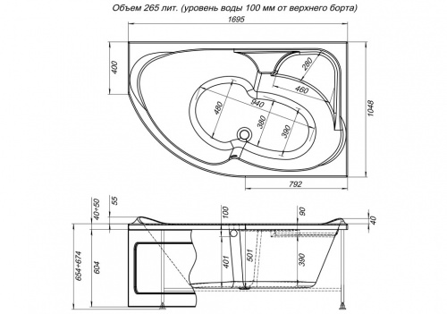 Акриловая ванна Aquanet Allento 170x100 R