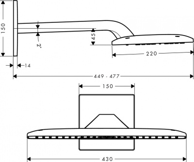 Верхний душ Hansgrohe Raindance E 420 AIR 2jet с держателем 27373000, хром