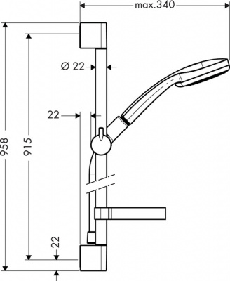 Душевой гарнитур Hansgrohe Croma 100 Multi 90 см. 27774000, хром