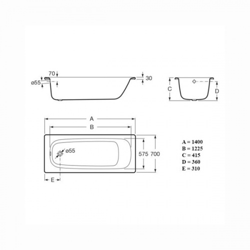 Ванна стальная Roca Contesa 140х70